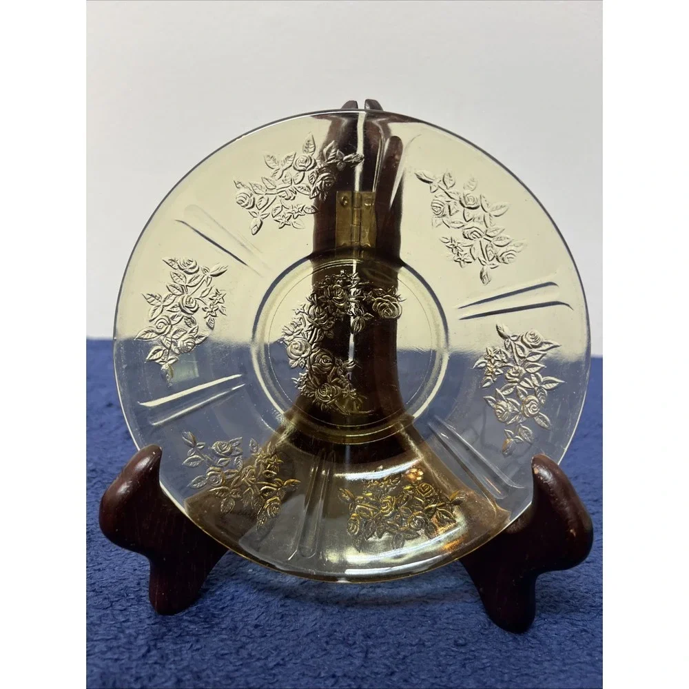 2 Federal Glass AMBER Sharon Cabbage Rose 6